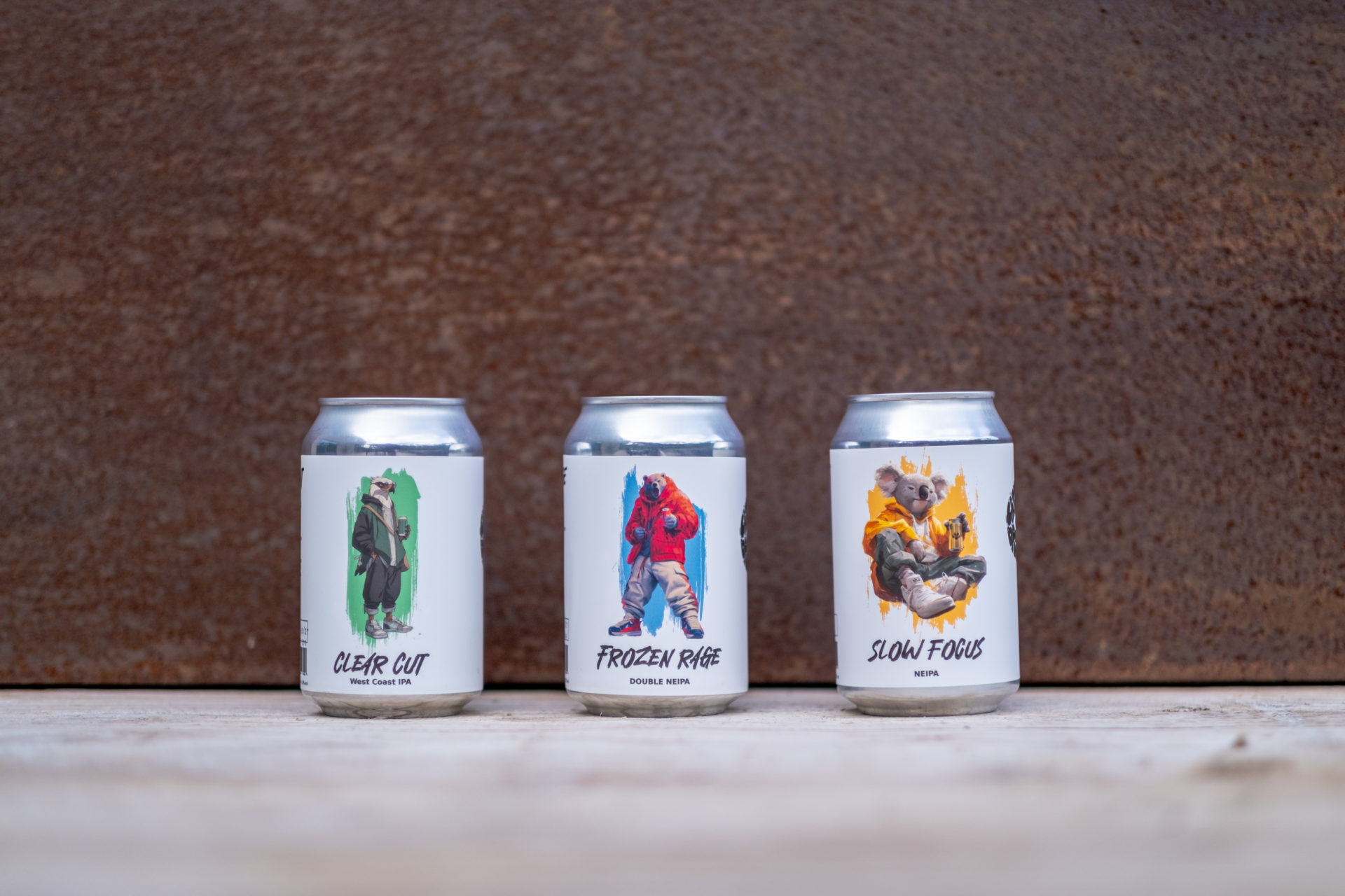 Photo cans slow focus, clear cut et frozen rage - Microbrasserie artisanale de bière craft belge
